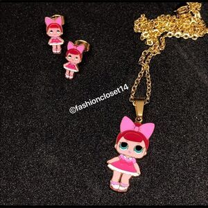 LOL SURPRISE DOLL NECKLACE AND EARRING SET